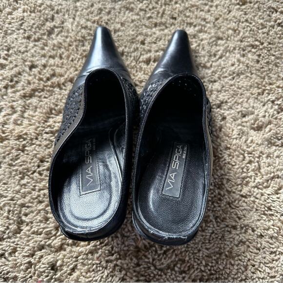 Vía Spiga Vintage Black Women's woven leather Heels size 7 - Picture 13 of 13